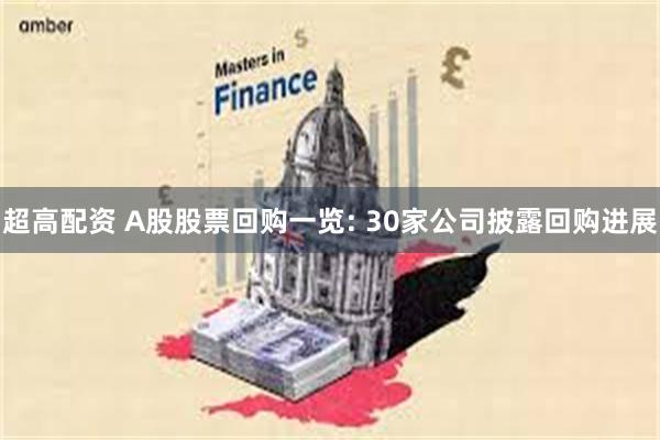 超高配资 A股股票回购一览: 30家公司披露回购进展