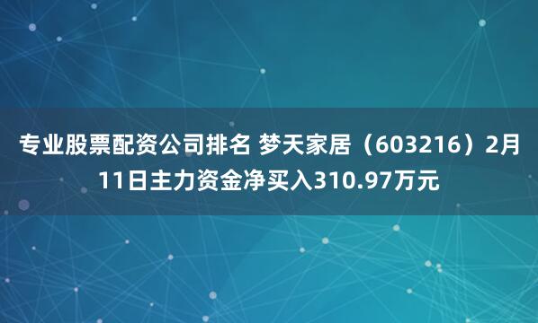 专业股票配资公司排名 梦天家居（603216）2月11日主力资金净买入310.97万元