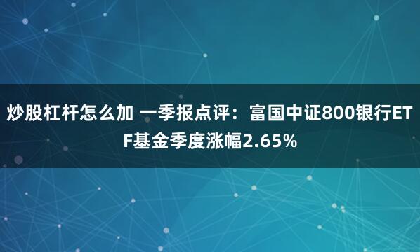 炒股杠杆怎么加 一季报点评：富国中证800银行ETF基金季度涨幅2.65%
