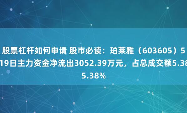 股票杠杆如何申请 股市必读：珀莱雅（603605）5月19日主力资金净流出3052.39万元，占总成交额5.38%